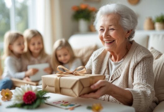Professionelt billede til gaveidéer til oldemor med en æstetisk og indbydende opsætning.
